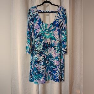 Lilly Pulitzer Size Large Floral Casual Dress Three Quarter Sleeves